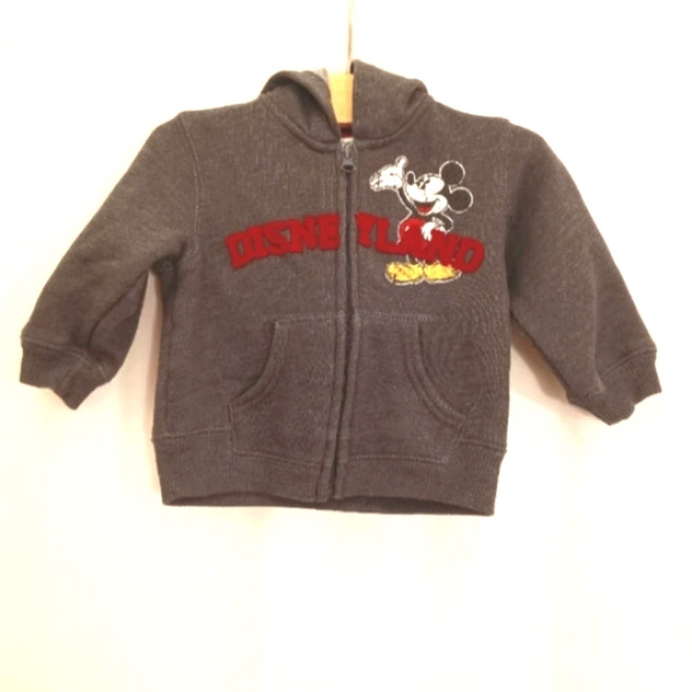 Kids Disney Parks Disneyland Zip Hoodie Fleece Jacket Retro Patches Size 12 mo
